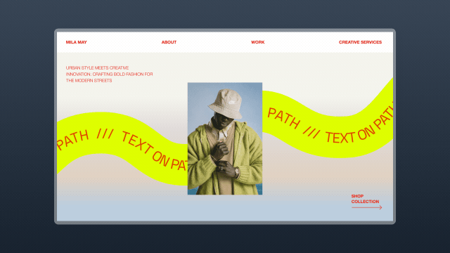 A text element following a custom curved or circular path in the Wix Studio editor.