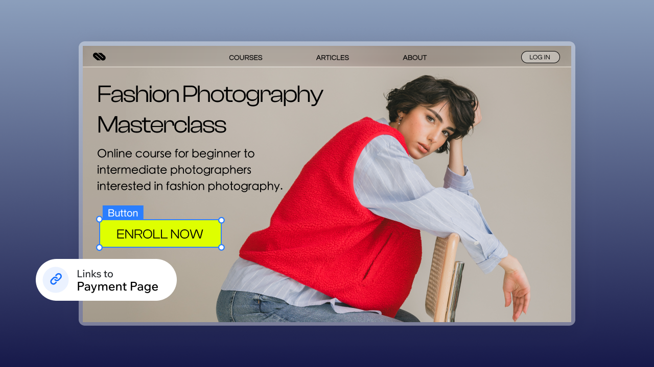 A course landing page showing a simplified, fast checkout button for participants.